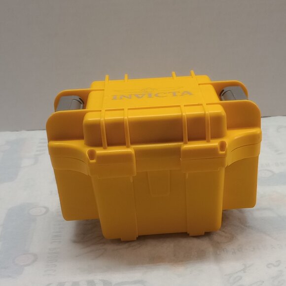Invicta Watch Case Only-Waterproof Storage Box Yellow Hard Plastic w/Inserts - Picture 2 of 8